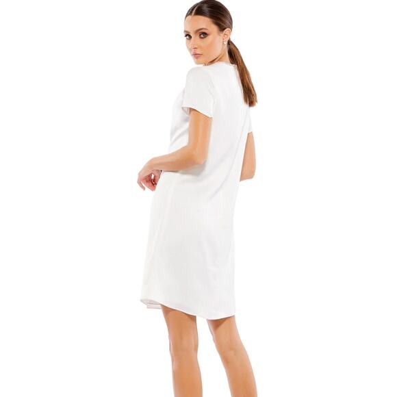 NWT Mac Duggal 55698 White Satin Rhinestone Neckline Dress, 12, 348$ - Picture 3 of 6